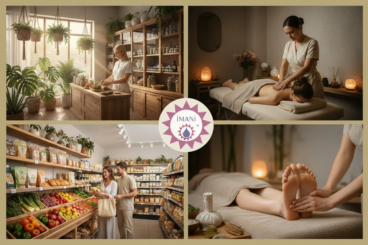 Natural Wellness Collage with Imani Logo